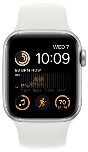 Apple Watch SE 2024 44мм Silver Sport Band цвета «Белый» M/L