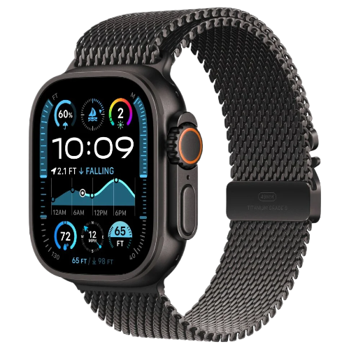 Apple Watch Ultra 2 корпус из черного титана, ремешок Black Milanese Loop Large