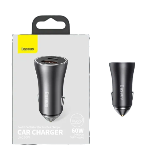 АЗУ Baseus Golden Contactor Max Dual Fast Charger Car Charger U+C 60W