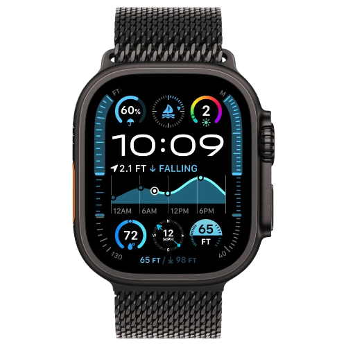 Apple Watch Ultra 2 корпус из черного титана, ремешок Black Milanese Loop Large