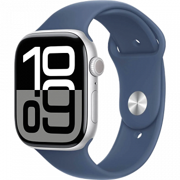 Apple Watch Series 10 46mm Silver Sport Band цвета «Синий» M/L