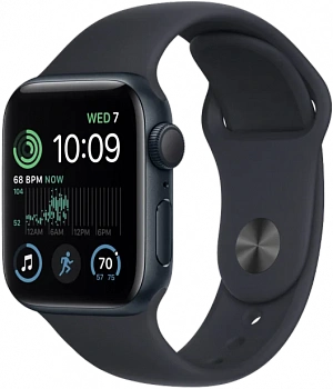 Apple Watch SE 2024 44мм Midnight Sport Band цвета «тёмная ночь» S/M