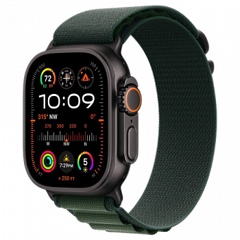 Apple Watch Ultra 2 корпус из черного титана, ремешок Dark Green Alpine Loop